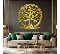 Decorazione murale in Metallo dorato con Albero Della Vita, decorazione murale con Ramo in Metallo e Natura spirituale, decorazione artistica con Albero Della Vita, scultura Moderna per so