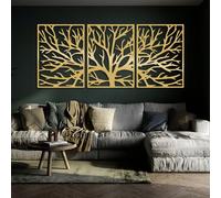 Decorazione murale in Metallo dorato con Albero Della Vita, decorazione murale in Metallo con 3 rami, scultura Moderna con Albero Della Vita per soggiorno, Camera da letto, corridoio e SCA