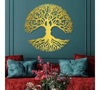 Decorazione murale in Metallo dorato con Albero Della Vita, decorazione murale in Metallo con Arte naturalistica per bagno, decorazione artistica con Albero Della Vita, scultura Moderna p