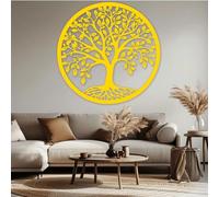 Decorazione murale in Metallo dorato con Albero Della Vita, decorazione murale in Metallo dorato con Albero genealogico per interni ed esterni, decorazione artistica con simbolo Della Vita