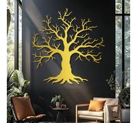 Decorazione murale in Metallo dorato con Albero Della Vita, decorazione murale in Metallo per bagno, Sala da pranzo, esterno, decorazione artistica con Albero Della Vita, scultura Moderna