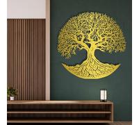 Decorazione murale in Metallo dorato con Albero Della Vita, decorazione murale in Metallo per ufficio, Sala da pranzo, scultura Moderna con Albero Della Vita per soggiorno, Camera da letto