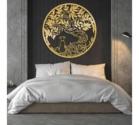 Decorazione murale in Metallo dorato con Albero Della Vita e Cane, decorazione murale Minimalista in Metallo per Amanti dei cani, decorazione artistica con Albero Della Vita, scultura Mode