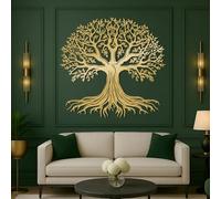 Decorazione murale in Metallo dorato con Albero Della Vita, Grande Ramo in Metallo con decorazione artistica naturalistica per esterni, scultura Moderna con Albero Della Vita per soggiorn