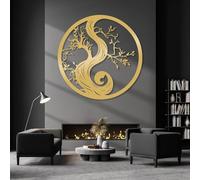 Decorazione murale in Metallo dorato con Albero Della Vita Yin Yang, decorazione murale in Metallo ispirata Alla Natura, decorazione artistica con Albero Yin Yang, scultura Moderna per SOG