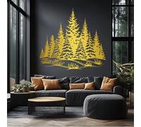 Decorazione murale in Metallo dorato con Albero di Pino, decorazione murale in Metallo con paesaggio invernale in Foresta, decorazione Moderna con Albero di Pino, scultura per soggiorno, c