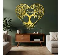Decorazione murale in Metallo dorato con Albero genealogico, decorazione murale in Metallo con Cuore in Metallo e Arte naturalistica per il bagno, decorazione artistica con Albero genealog