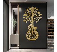 Decorazione murale in Metallo dorato con Chitarra, decorazione murale in Metallo con Albero Della Vita, decorazione per Amanti Della Musica, scultura Moderna con Chitarra per soggiorno, ca