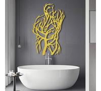 Decorazione murale in Metallo dorato con coppia di alberi, decorazione murale in Metallo con linee astratte per San Valentino, decorazione Moderna con coppia di alberi per soggiorno, camer