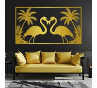 Decorazione murale in Metallo dorato con fenicottero, decorazione murale in Metallo con Palma Della Florida, decorazione da parete Moderna con fenicottero per soggiorno, Camera da letto, c