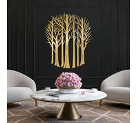 Decorazione murale in Metallo dorato con Foresta, decorazione murale in Metallo Extra Large con paesaggio Naturale, decorazione Moderna con Opera d'arte forestale per soggiorno, Camera da