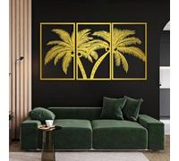 Decorazione murale in Metallo dorato con Palma, decorazione murale in Metallo tropicale per ufficio e casa, decorazione artistica con Palma, scultura Moderna per soggiorno, Camera da letto