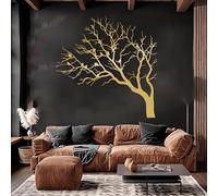 Decorazione murale in Metallo dorato con Ramo di Albero e uccelli, Grande decorazione murale in Metallo con Arte naturalistica in Stile fattoria, decorazione artistica con Ramo di uccello,