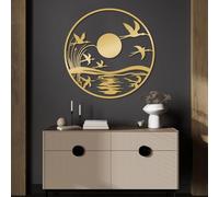 Decorazione murale in Metallo dorato con Sole, decorazione murale in Metallo Minimalista con Albero astratto, scultura Moderna con Sole per soggiorno, Camera da letto, corridoio e Scale, d