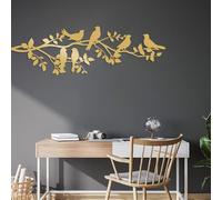 Decorazione murale in Metallo dorato con uccelli su Albero, Silhouette di uccelli in Metallo, Regalo per il bagno, scultura Moderna con uccelli per soggiorno, Camera da letto, corridoio e