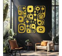 Decorazione murale in Metallo dorato di metà secolo, decorazione murale Geometrica Moderna in Metallo per Sala da pranzo, decorazione artistica di metà secolo, scultura Moderna per soggior