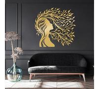 Decorazione murale in Metallo dorato raffigurante un Albero di Donna, decorazione murale in Metallo raffigurante un volto astratto per il bagno, scultura Moderna raffigurante un Albero di