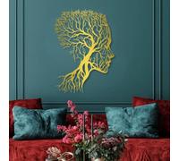 Decorazione murale in Metallo dorato raffigurante una Donna, decorazione murale in Metallo raffigurante un Albero in bagno, scultura Moderna raffigurante una Donna per soggiorno, Camera da