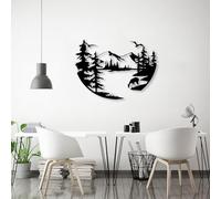 Decorazione murale in Metallo Nero a Forma di Cervo, decorazione murale in Metallo a Forma di Alce, Lago, montagna, Foresta, Cervo, scultura Moderna per soggiorno, Camera da letto, Corrido