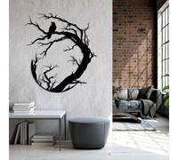 Decorazione murale in Metallo Nero a Forma di Corvo, decorazione murale circolare in Metallo per Halloween, scultura Moderna Decorativa a Forma di Corvo per soggiorno, Camera da letto, Cor