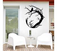 Decorazione murale in Metallo Nero a Forma di Corvo, decorazione murale circolare in Metallo per Halloween, scultura Moderna Decorativa a Forma di Corvo per soggiorno, Camera da letto, Cor