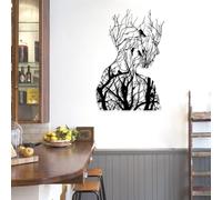 Decorazione murale in Metallo Nero con Albero astratto, decorazione murale in Metallo con Ramo di Albero e Donna, scultura Moderna con volto per soggiorno, Camera da letto, corridoio e SC