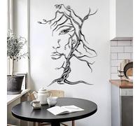 Decorazione murale in Metallo Nero con Albero astratto, decorazione murale in Metallo Minimalista con Donna Moderna, decorazione artistica con volto, scultura Moderna per soggiorno, camer