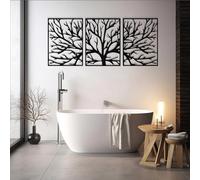 Decorazione murale in Metallo Nero con Albero Della Vita, 3 pezzi, decorazione murale in Metallo con Silhouette Boho, decorazione artistica con Albero Della Vita, scultura Moderna per SOG