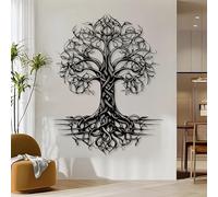 Decorazione murale in Metallo Nero con Albero Della Vita celtico, decorazione murale in Metallo con Ramo in Stile fattoria per bagno, decorazione artistica con Albero Della Vita, scultura