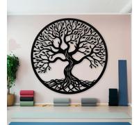 Decorazione murale in Metallo Nero con Albero Della Vita, decorazione da parete in Metallo da 19 pollici per interni ed esterni, scultura Moderna con Albero Della Vita per soggiorno, camer