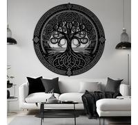 Decorazione murale in Metallo Nero con Albero Della Vita, decorazione da parete per ufficio con Nodo celtico nordico in Metallo, decorazione artistica con Albero Della Vita, scultura Moder