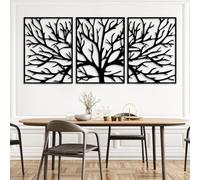 Decorazione murale in Metallo Nero con Albero Della Vita, decorazione murale in Metallo con 3 rami, scultura Moderna con Albero Della Vita per soggiorno, Camera da letto, corridoio e Scale