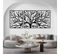 Decorazione murale in Metallo Nero con Albero Della Vita, decorazione murale in Metallo con 3 rami, scultura Moderna con Albero Della Vita per soggiorno, Camera da letto, corridoio e Scale