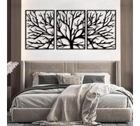 Decorazione murale in Metallo Nero con Albero Della Vita, decorazione murale in Metallo con 3 rami, scultura Moderna con Albero Della Vita per soggiorno, Camera da letto, corridoio e Scale