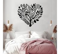 Decorazione murale in Metallo Nero con Albero Della Vita, decorazione murale in Metallo con Cuore, famiglia, foglia e Amore, decorazione Moderna con Albero Della Vita per soggiorno, Camera