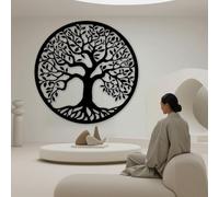 Decorazione murale in Metallo Nero con Albero Della Vita, decorazione murale in Metallo da 19 pollici, Nero, Bianco, Argento e Oro, scultura Moderna con Albero Della Vita per soggiorno, c