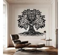 Decorazione murale in Metallo Nero con Albero Della Vita, decorazione murale in Metallo per bagno, Sala da pranzo, esterno, scultura Moderna con Albero Della Vita per soggiorno, Camera da