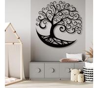 Decorazione murale in Metallo Nero con Albero Della Vita, decorazione murale in Metallo per Sala da pranzo e ufficio, decorazione artistica con Albero Della Vita, scultura Moderna per sogg