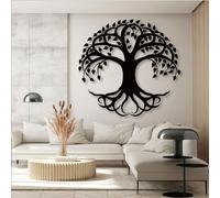 Decorazione murale in Metallo Nero con Albero Della Vita, decorazione murale in Metallo per Sala da pranzo e ufficio, decorazione artistica con Albero Della Vita, scultura Moderna per sogg