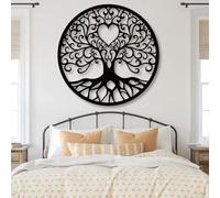 Decorazione murale in Metallo Nero con Albero Della Vita, decorazione murale in Metallo per Sala da pranzo e ufficio, decorazione artistica con Albero Della Vita, scultura Moderna per sogg