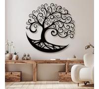 Decorazione murale in Metallo Nero con Albero Della Vita, decorazione murale in Metallo per Sala da pranzo e ufficio, decorazione artistica con Albero Della Vita, scultura Moderna per sogg