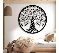Decorazione murale in Metallo Nero con Albero Della Vita, decorazione murale in Metallo per Sala da pranzo e ufficio, decorazione artistica con Albero Della Vita, scultura Moderna per sogg