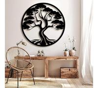Decorazione murale in Metallo Nero con Albero Della Vita, decorazione murale in Metallo per Sala da pranzo e ufficio, decorazione artistica con Albero Della Vita, scultura Moderna per sogg