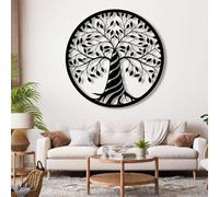 Decorazione murale in Metallo Nero con Albero Della Vita, decorazione murale in Metallo per Sala da pranzo e ufficio, decorazione artistica con Albero Della Vita, scultura Moderna per sogg