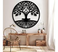 Decorazione murale in Metallo Nero con Albero Della Vita, decorazione murale in Metallo per Sala da pranzo e ufficio, decorazione artistica con Albero Della Vita, scultura Moderna per sogg