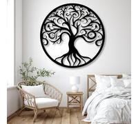 Decorazione murale in Metallo Nero con Albero Della Vita, decorazione murale in Metallo per Sala da pranzo e ufficio, decorazione artistica con Albero Della Vita, scultura Moderna per sogg