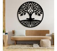 Decorazione murale in Metallo Nero con Albero Della Vita, decorazione murale in Metallo per Sala da pranzo e ufficio, decorazione artistica con Albero Della Vita, scultura Moderna per sogg