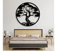 Decorazione murale in Metallo Nero con Albero Della Vita, decorazione murale in Metallo per Sala da pranzo e ufficio, decorazione artistica con Albero Della Vita, scultura Moderna per sogg