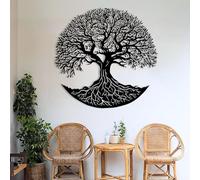 Decorazione murale in Metallo Nero con Albero Della Vita, decorazione murale in Metallo per ufficio, Sala da pranzo, scultura Moderna con Albero Della Vita per soggiorno, Camera da letto,