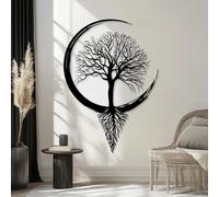 Decorazione murale in Metallo Nero con Albero Della Vita, decorazione murale Moderna in Stile fattoria con Ramo in Metallo, decorazione artistica con Albero Della Vita, scultura Moderna PE